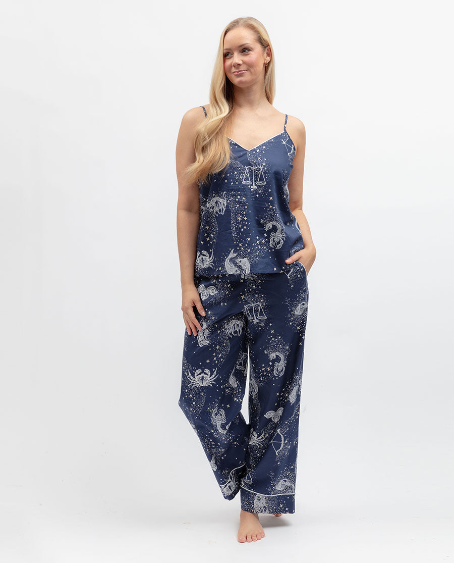 Celestial Nights Womens Zodiac Print Wide Leg Pyjama Bottoms
