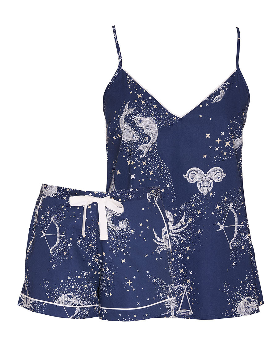 Celestial Nights Womens Zodiac Print Cami and Shorts Set