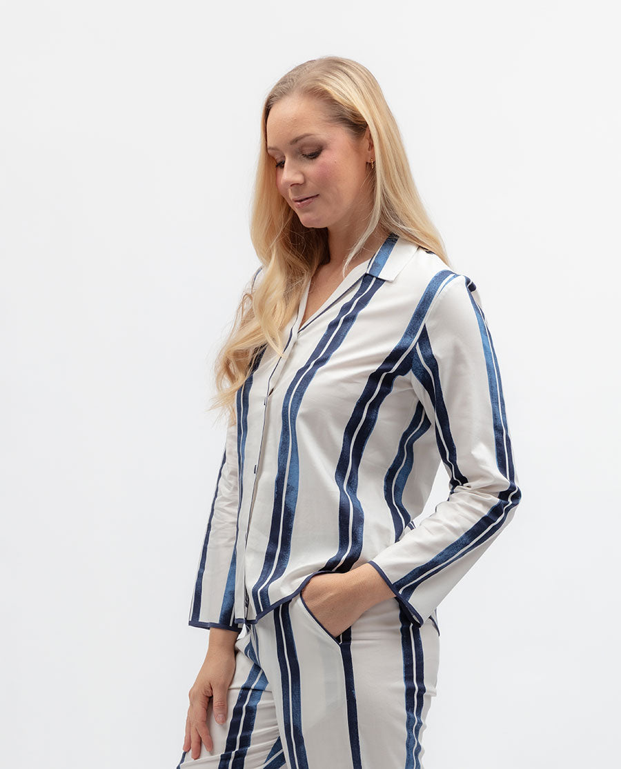 Celestial Nights Womens Printed Stripe Pyjama Top