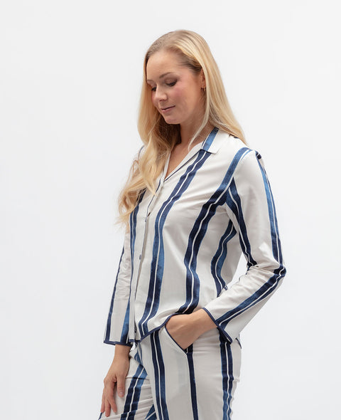 Celestial Nights Womens Printed Stripe Pyjama Top