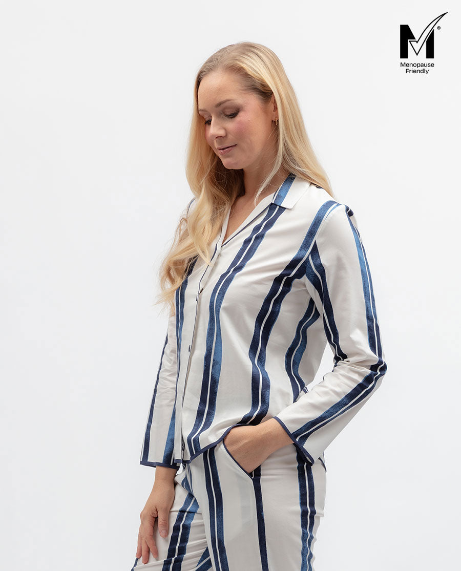 Celestial Nights Womens Printed Stripe Pyjama Top