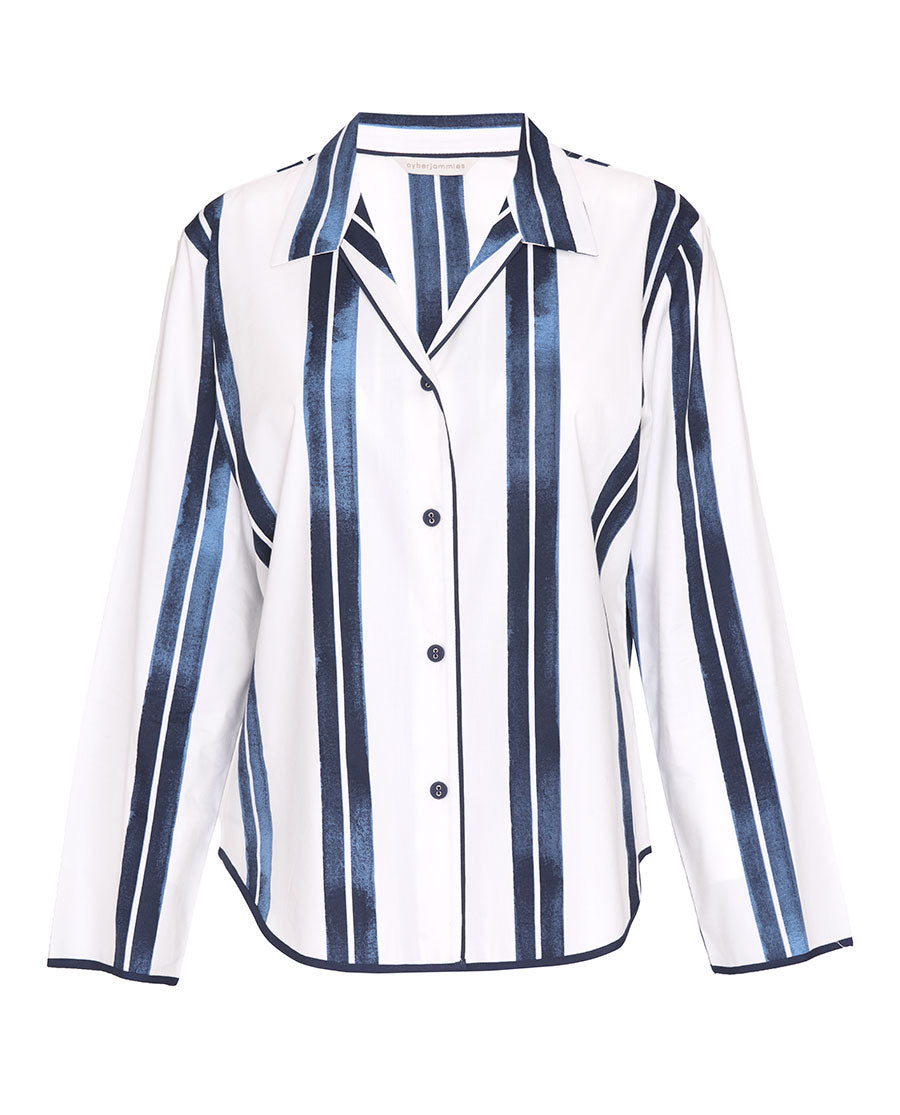 Celestial Nights Womens Printed Stripe Pyjama Top