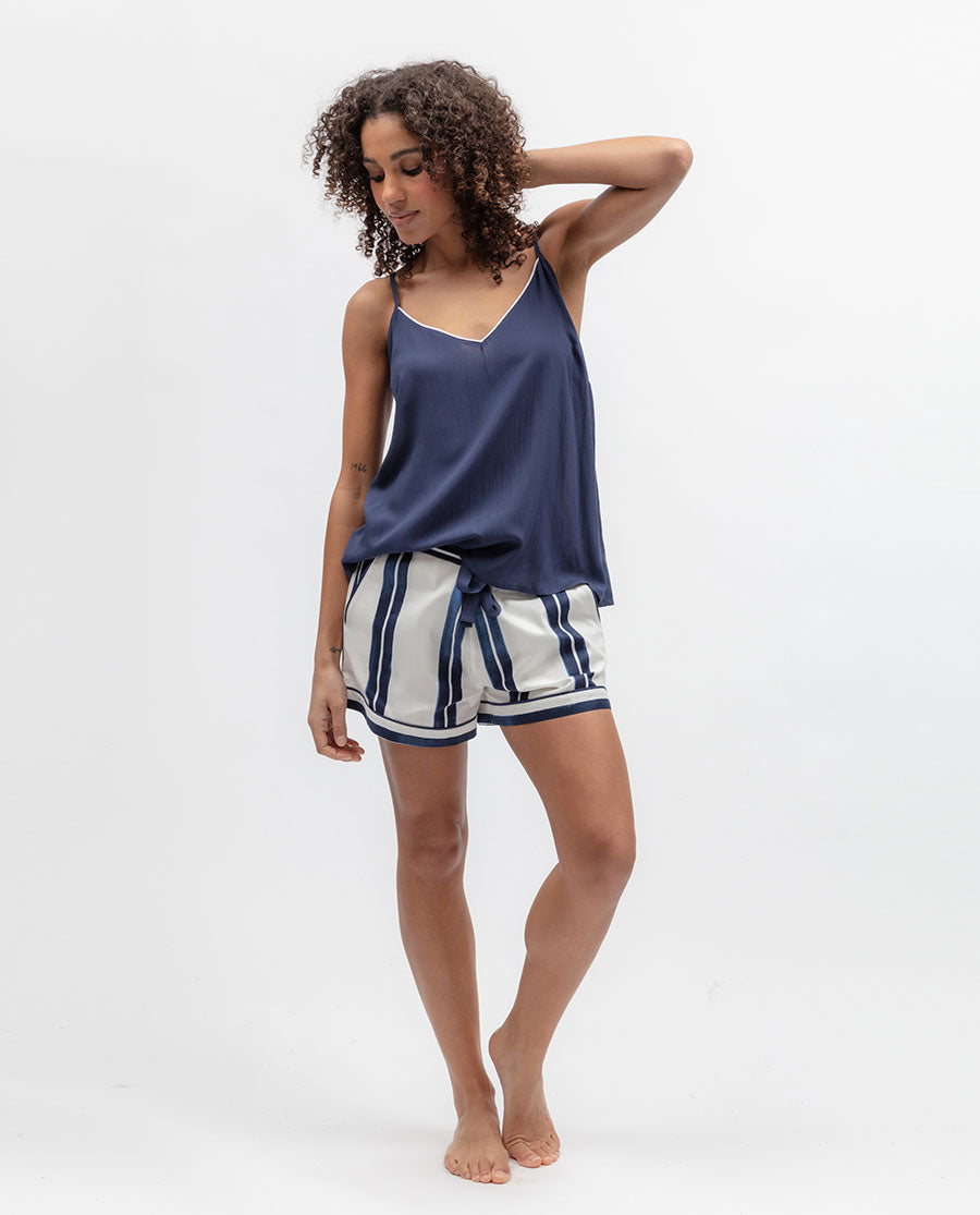 Celestial Nights Womens Modal Cami and Printed Stripe Shorty Set