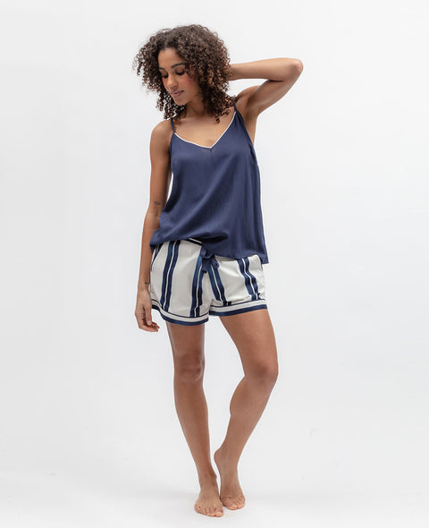 Celestial Nights Womens Modal Cami and Printed Stripe Shorty Set