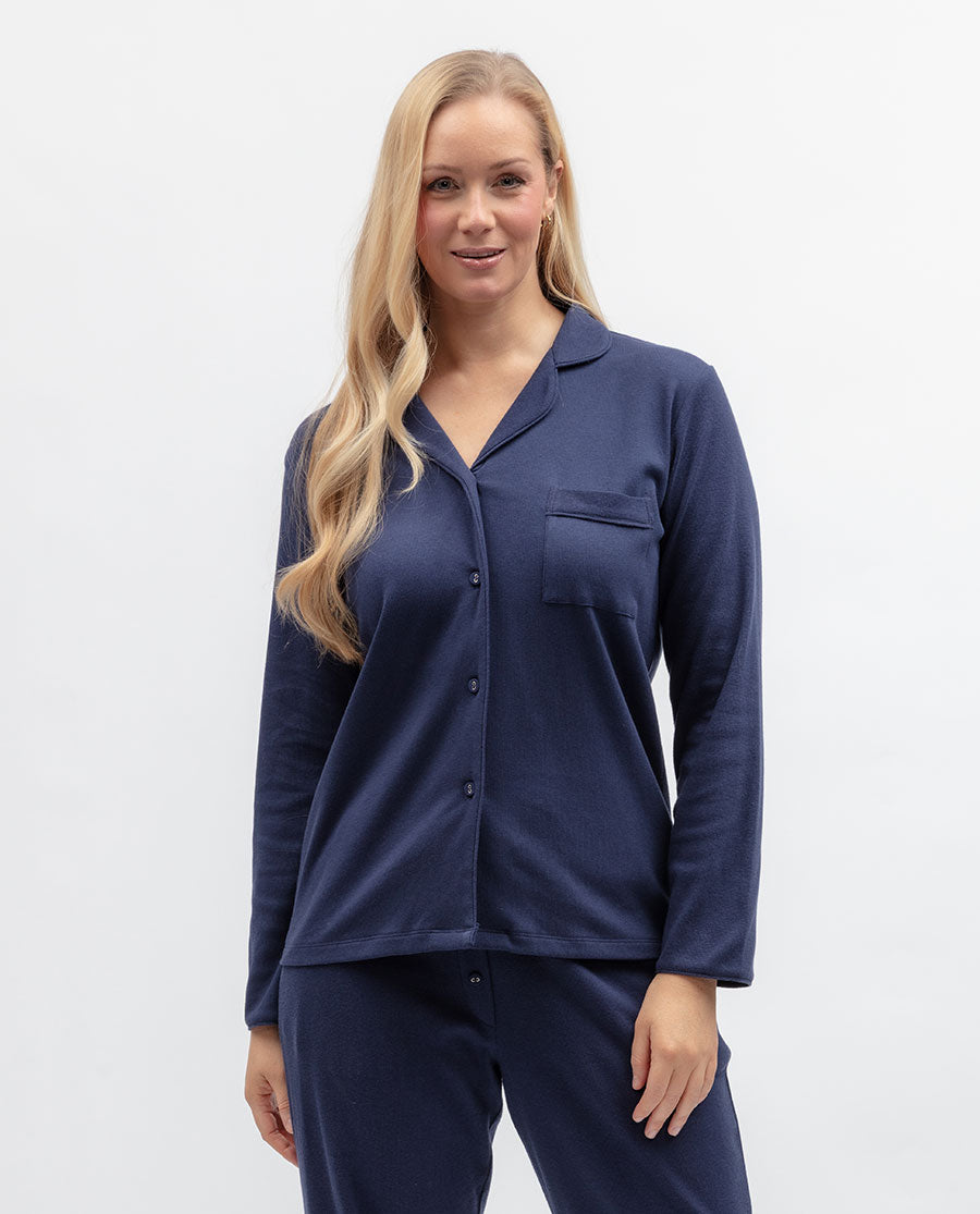 Celestial Nights Womens Revere Ribbed Jersey Pyjama Top