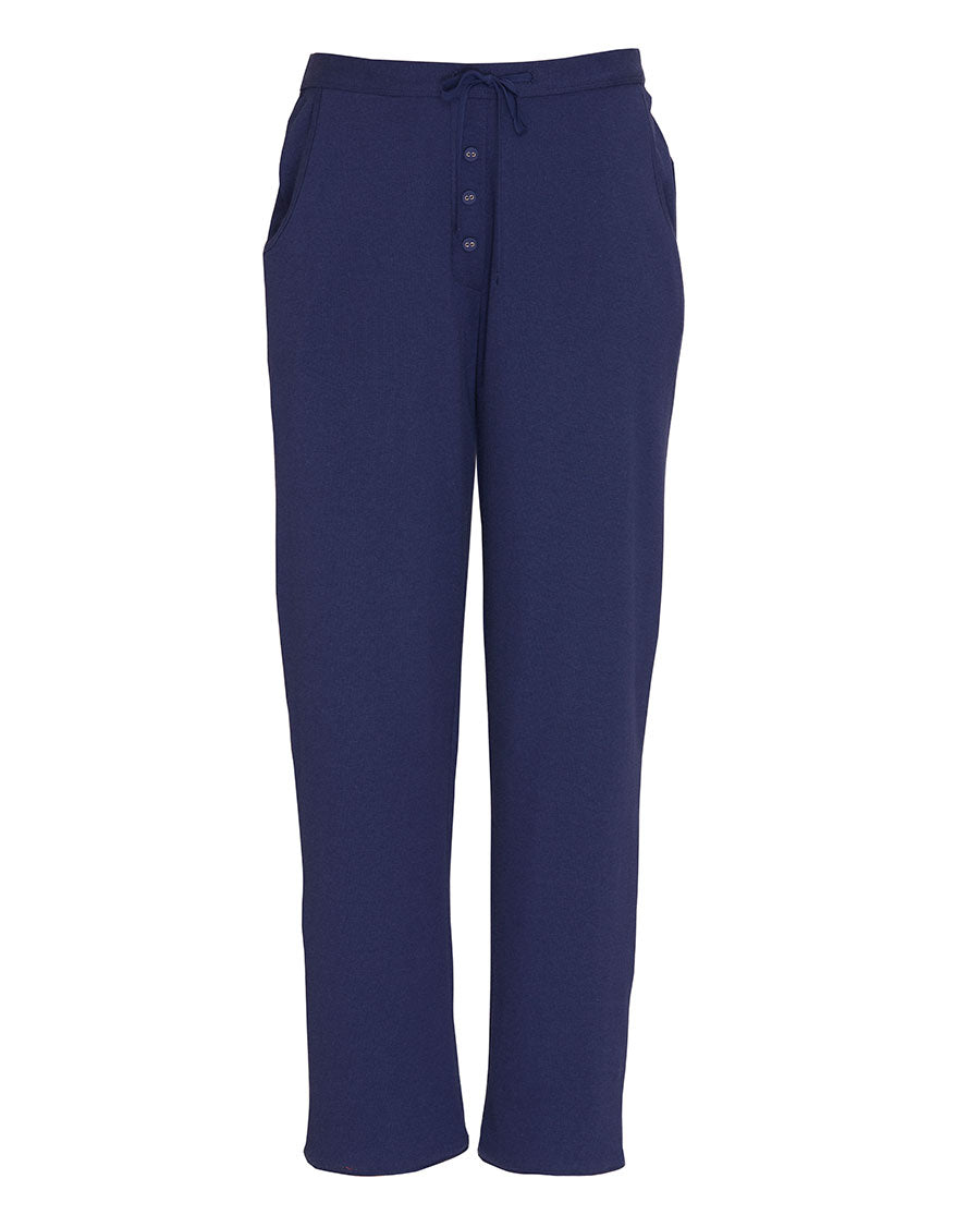 Blue Womens Ribbed Jersey Pyjama Bottoms