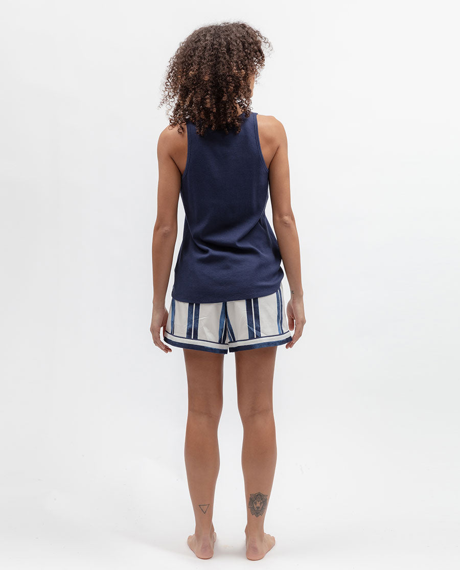 Blue Womens Ribbed Jersey Vest