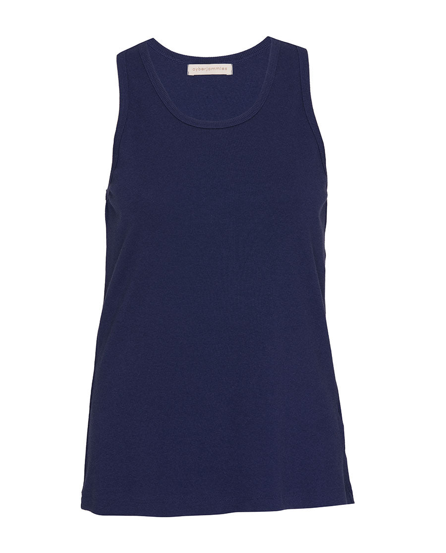 Blue Womens Ribbed Jersey Vest