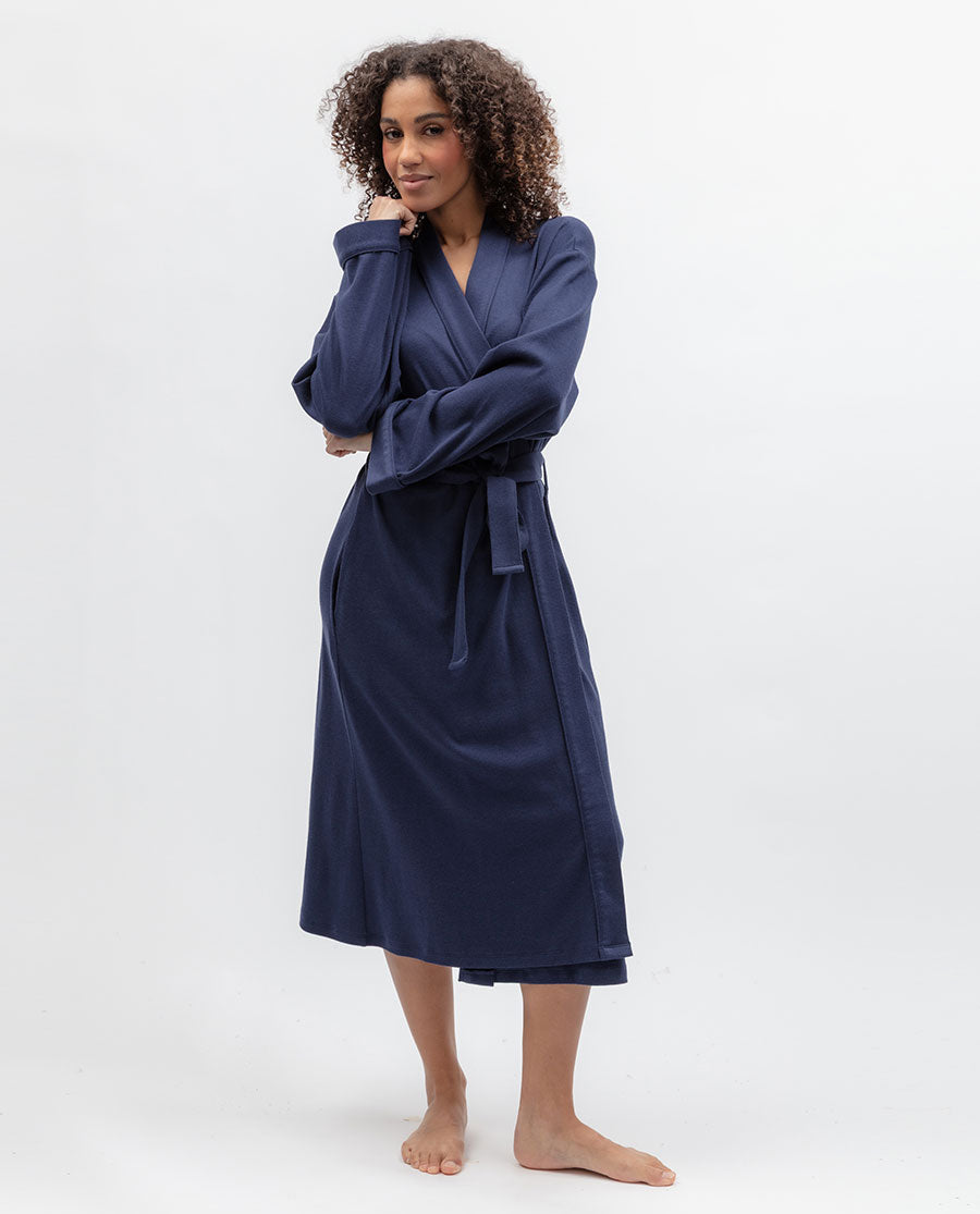 Celestial Nights Womens Ribbed Jersey Long Dressing Gown