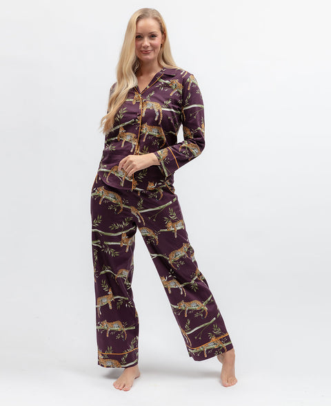 Wild Slumber Womens Leopard Print Wide Leg Pyjama Set