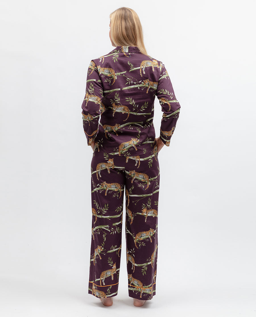Wild Slumber Womens Leopard Print Wide Leg Pyjama Set