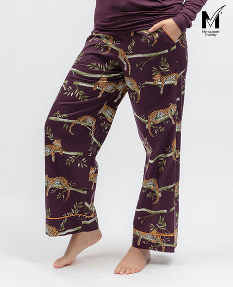 Wild Slumber Womens Leopard Print Wide Leg Pyjama Bottoms