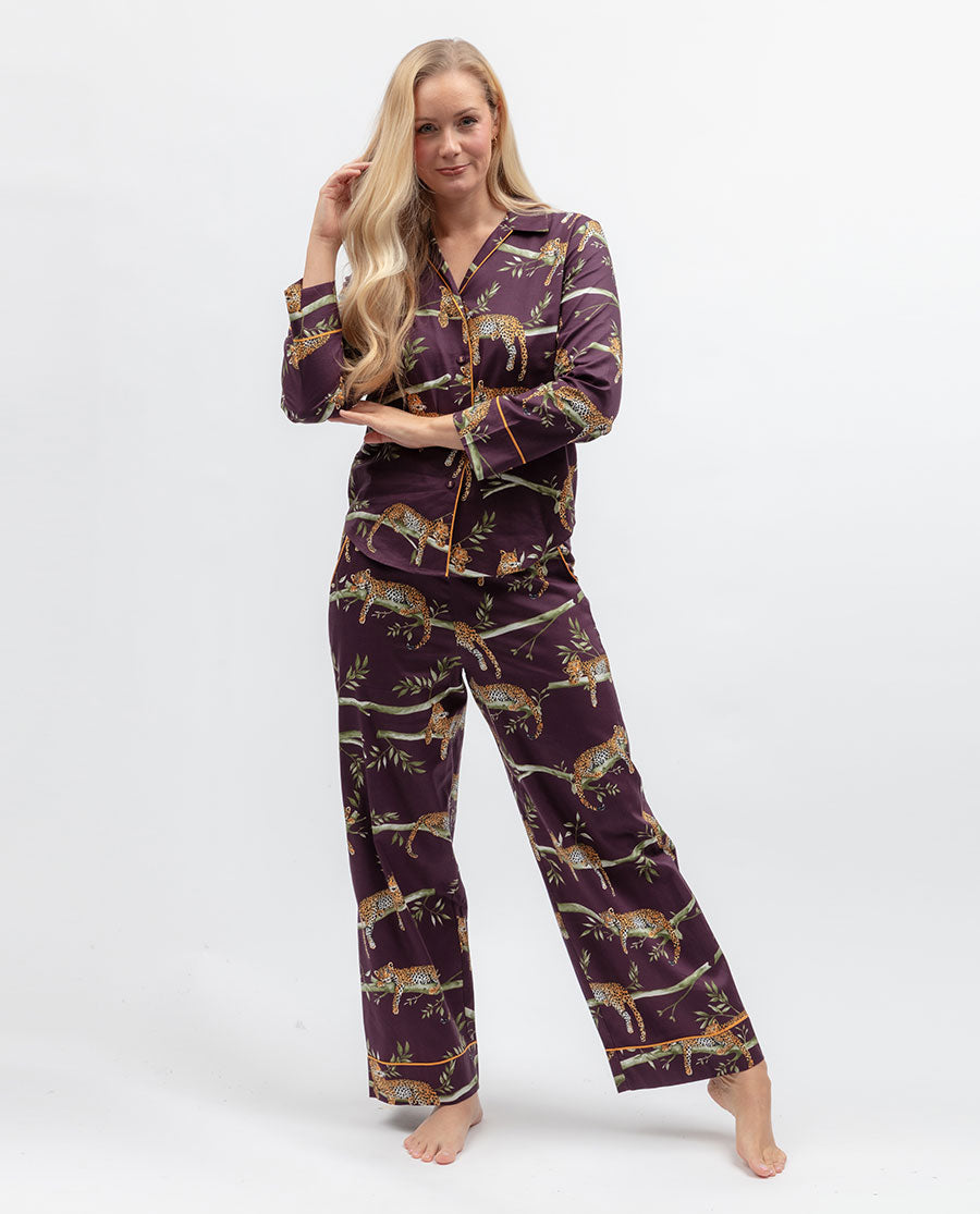 Wild Slumber Womens Leopard Print Wide Leg Pyjama Bottoms
