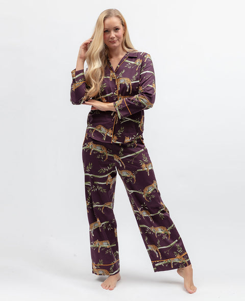 Wild Slumber Womens Leopard Print Wide Leg Pyjama Bottoms