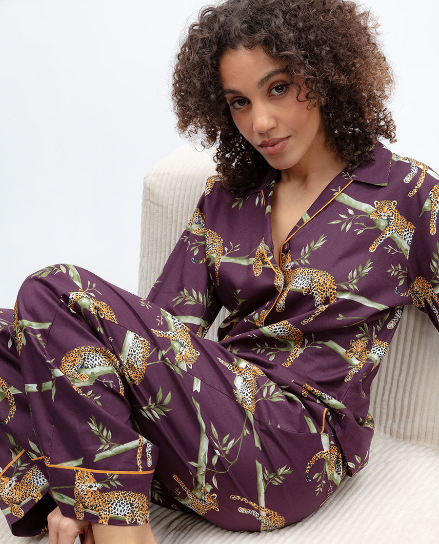 Wild Slumber Womens Leopard Print Wide Leg Pyjama Bottoms