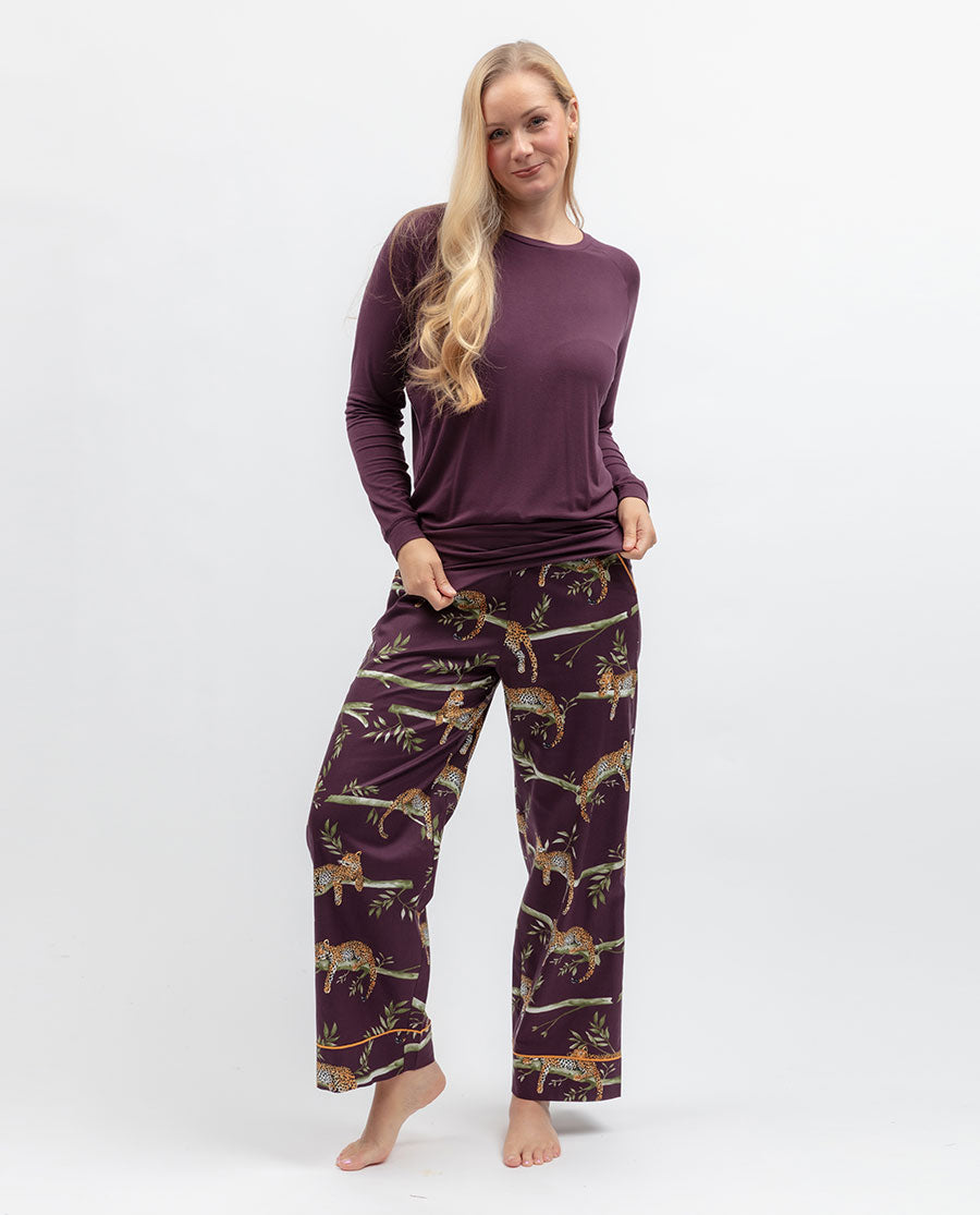 Wild Slumber Womens Leopard Print Wide Leg Pyjama Bottoms