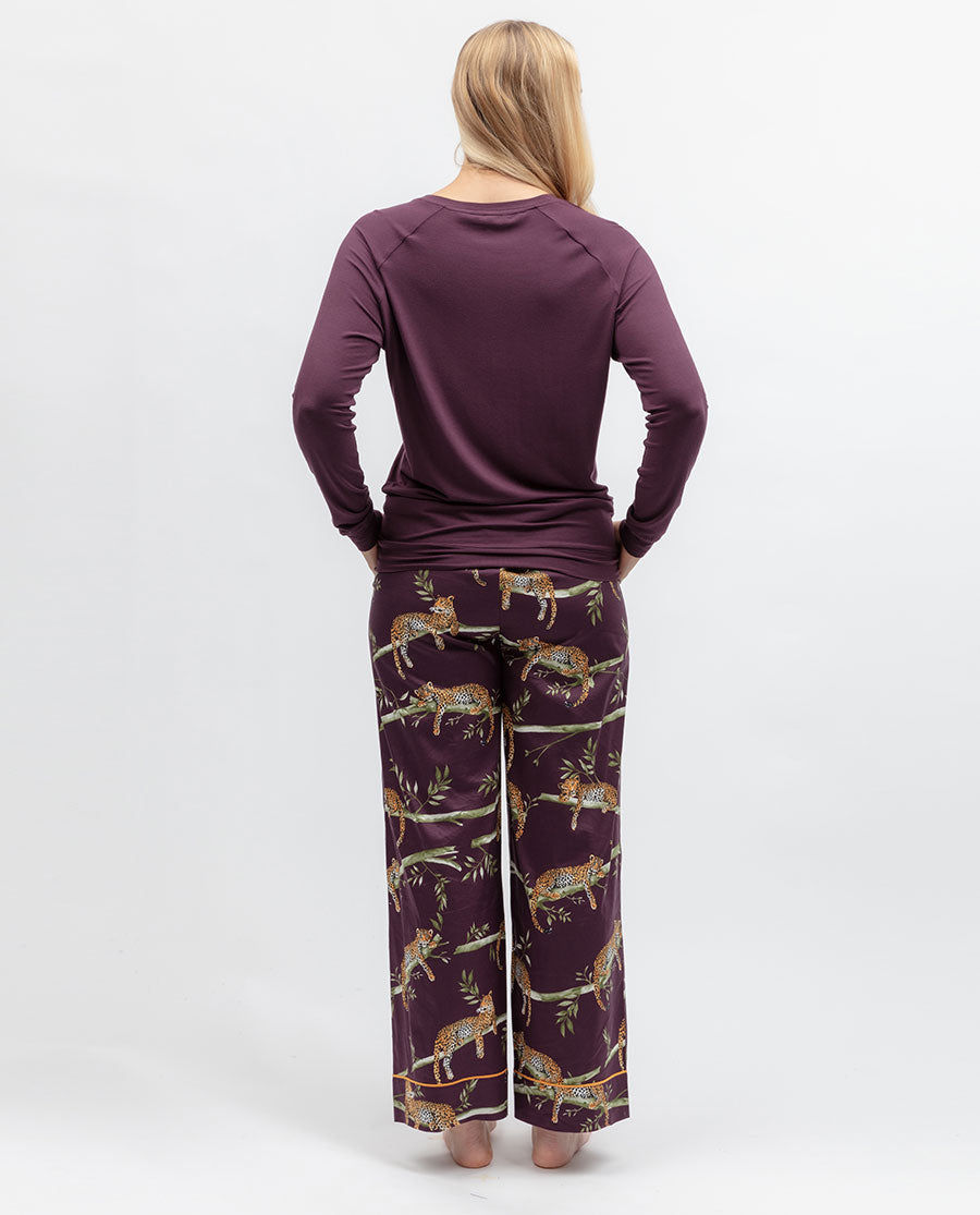 Wild Slumber Womens Leopard Print Wide Leg Pyjama Bottoms