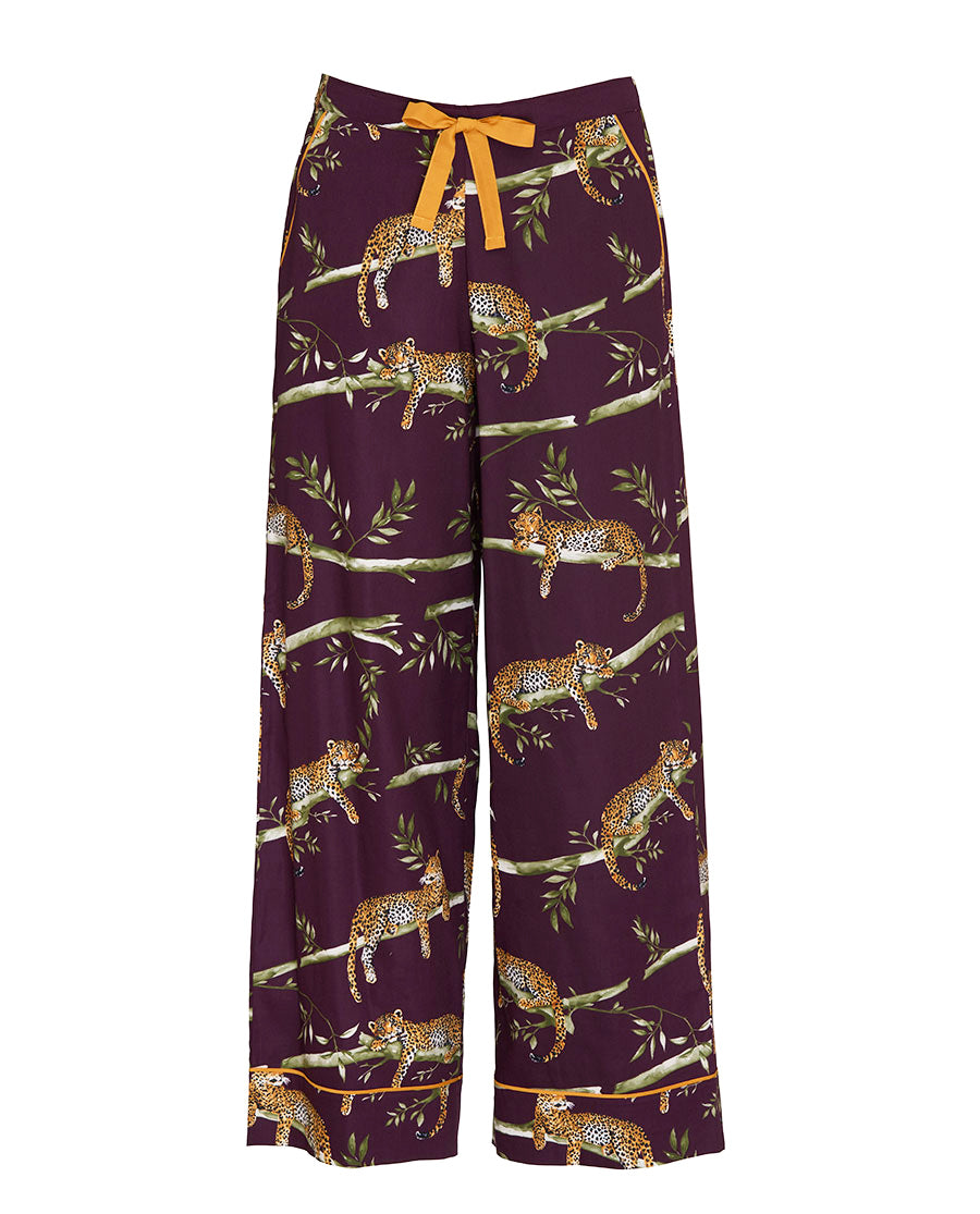 Wild Slumber Womens Leopard Print Wide Leg Pyjama Bottoms
