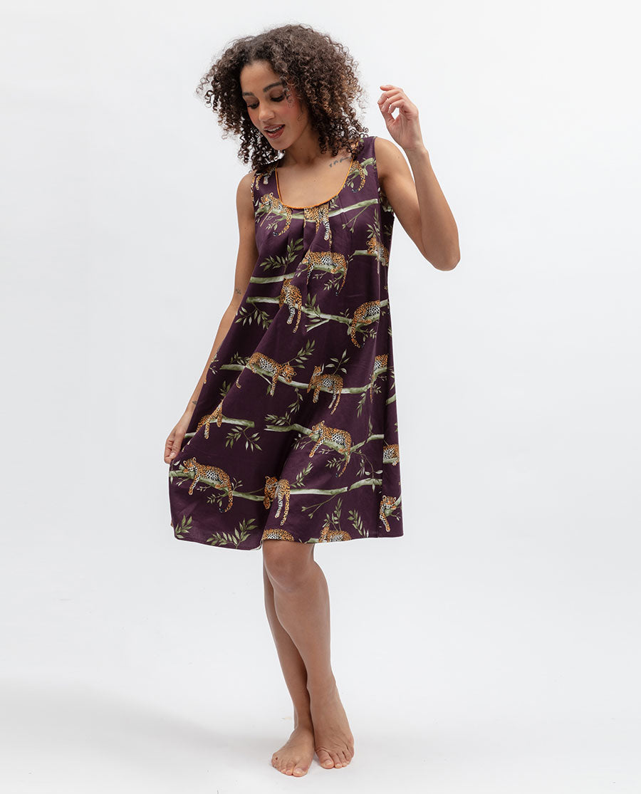 Wild Slumber Womens Leopard Print Short Nightdress