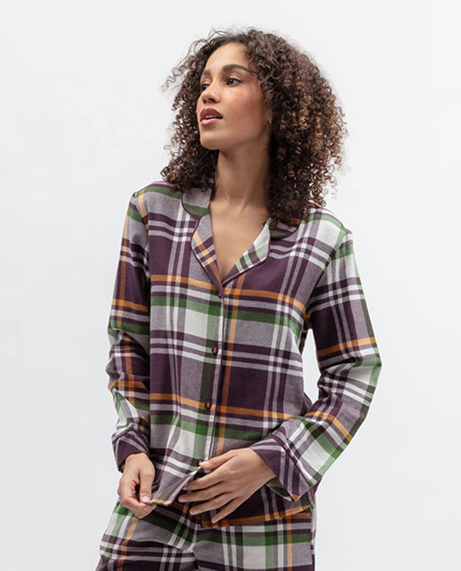 Wild Slumber Womens Lightly Brushed Check Pyjama Top