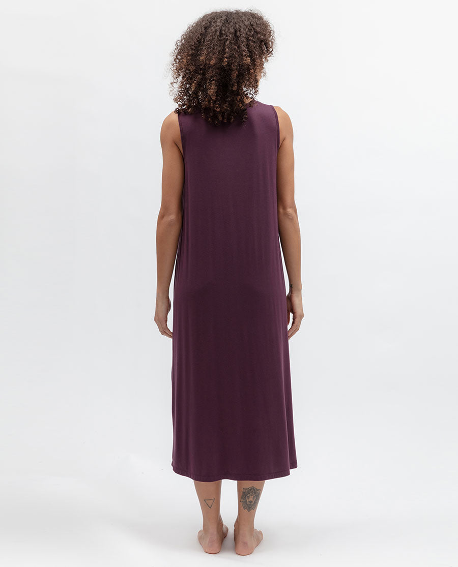 Purple Womens Jersey Long Nightdress