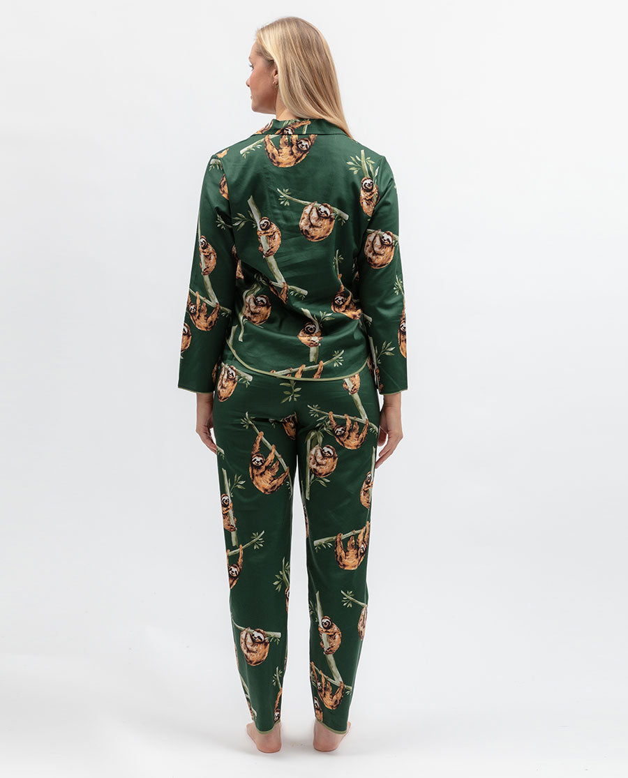 Womens Green Sloth Print Pyjama Bottoms