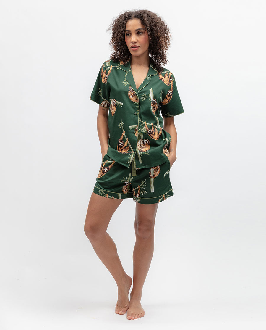 Ember Womens Sloth Print Shorty Set