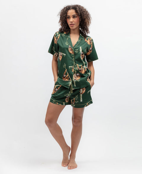 Ember Womens Sloth Print Shorty Set