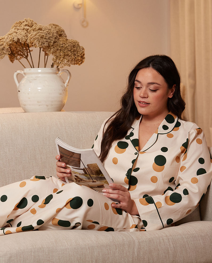 Womens Spot Print Wide Leg Pyjama Bottoms