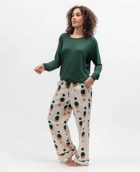 Ember Womens Slouch Jersey Top and Spot Print Pyjama Set