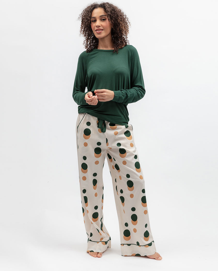 Womens Green Slouch Jersey Pyjama Top