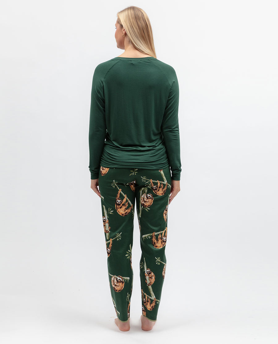 Womens Green Slouch Jersey Pyjama Top
