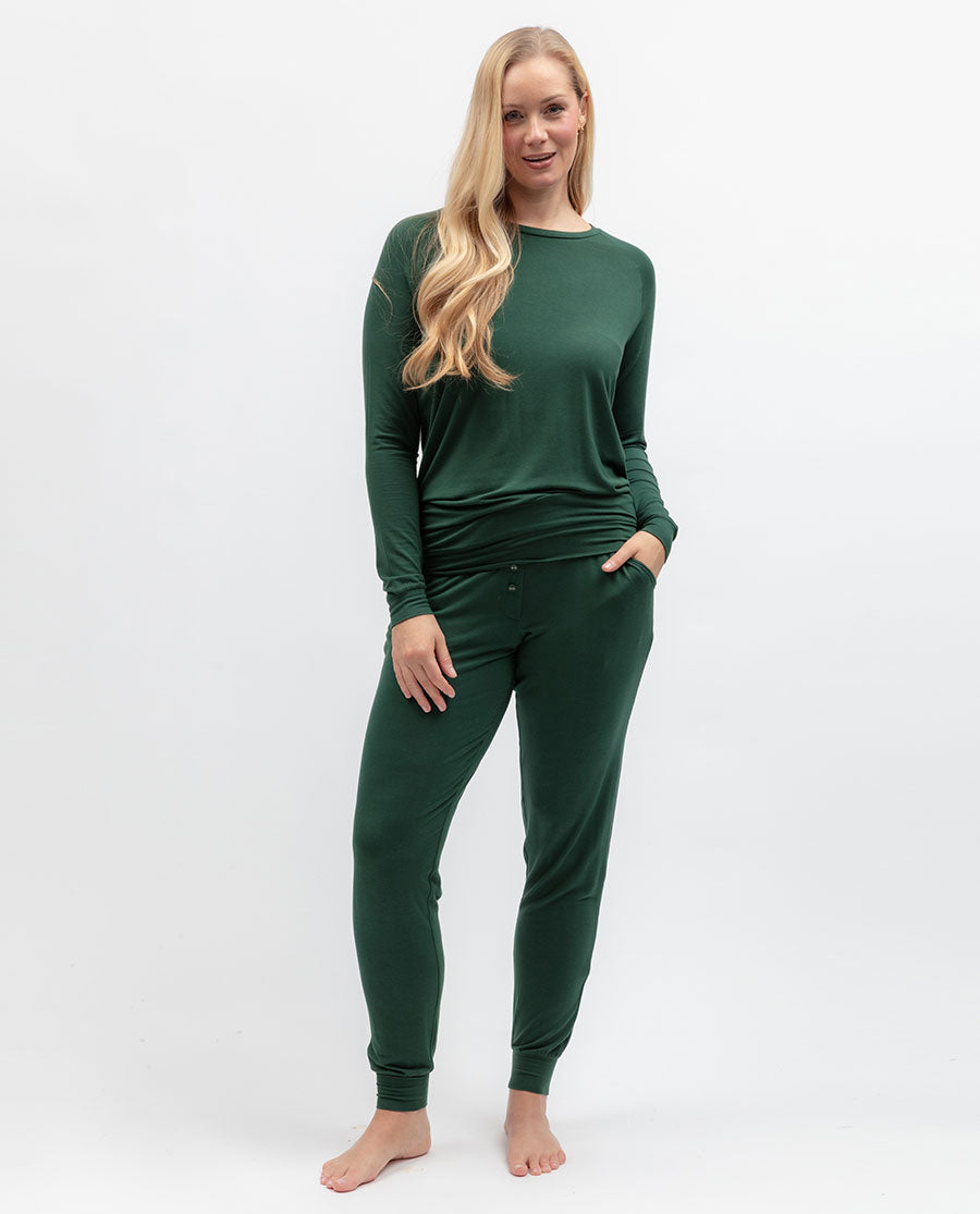 Womens Green Jersey Pyjama Bottoms