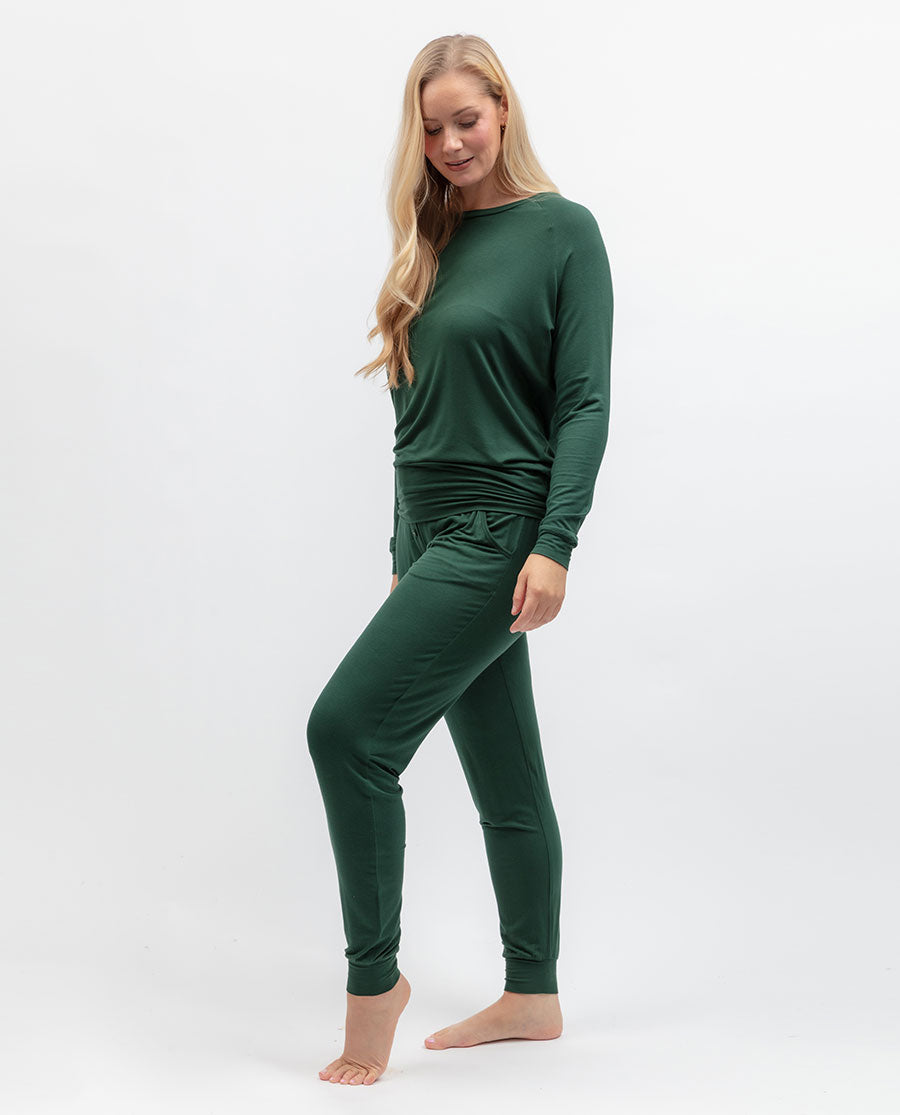 Womens Green Jersey Pyjama Bottoms