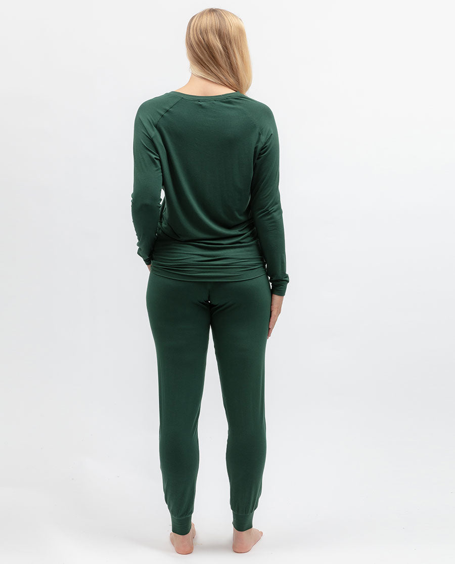 Womens Green Jersey Pyjama Bottoms