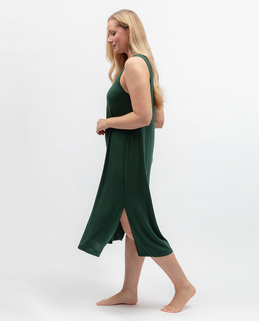 Womens Green Jersey Long Nightdress