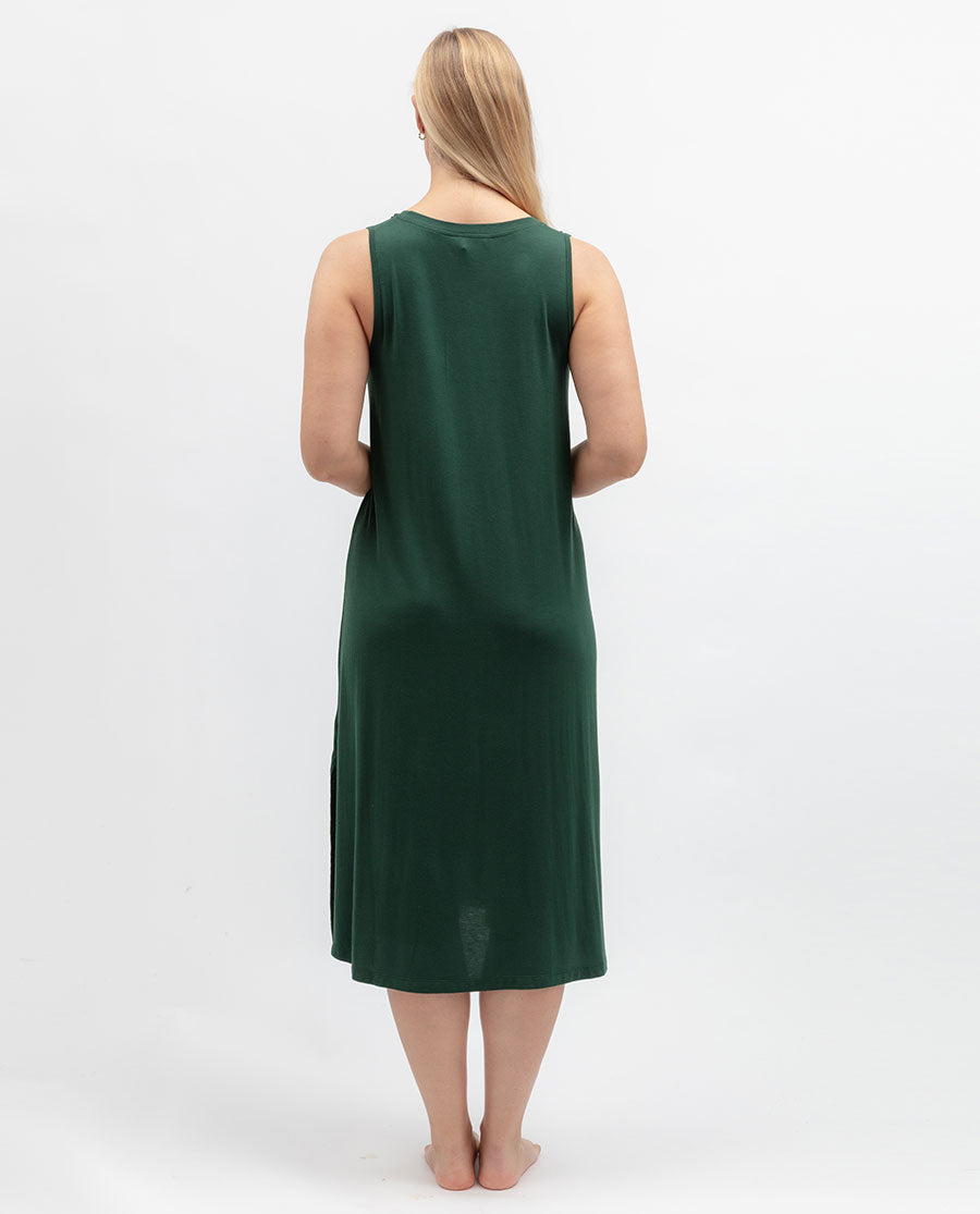 Womens Green Jersey Long Nightdress