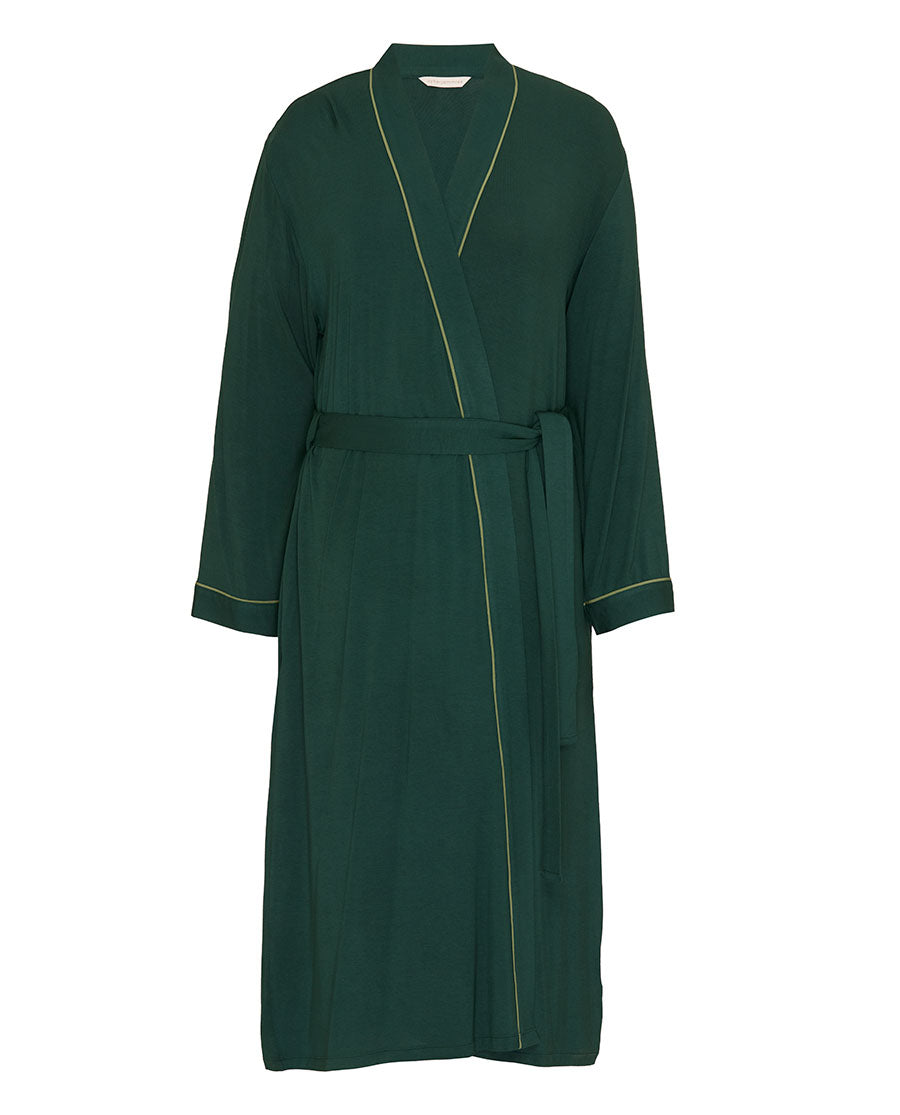 Womens Green Jersey Long Dressing Gown