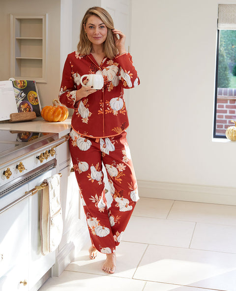 Pumpkin Spice Womens Pumpkin Print Pyjama Set