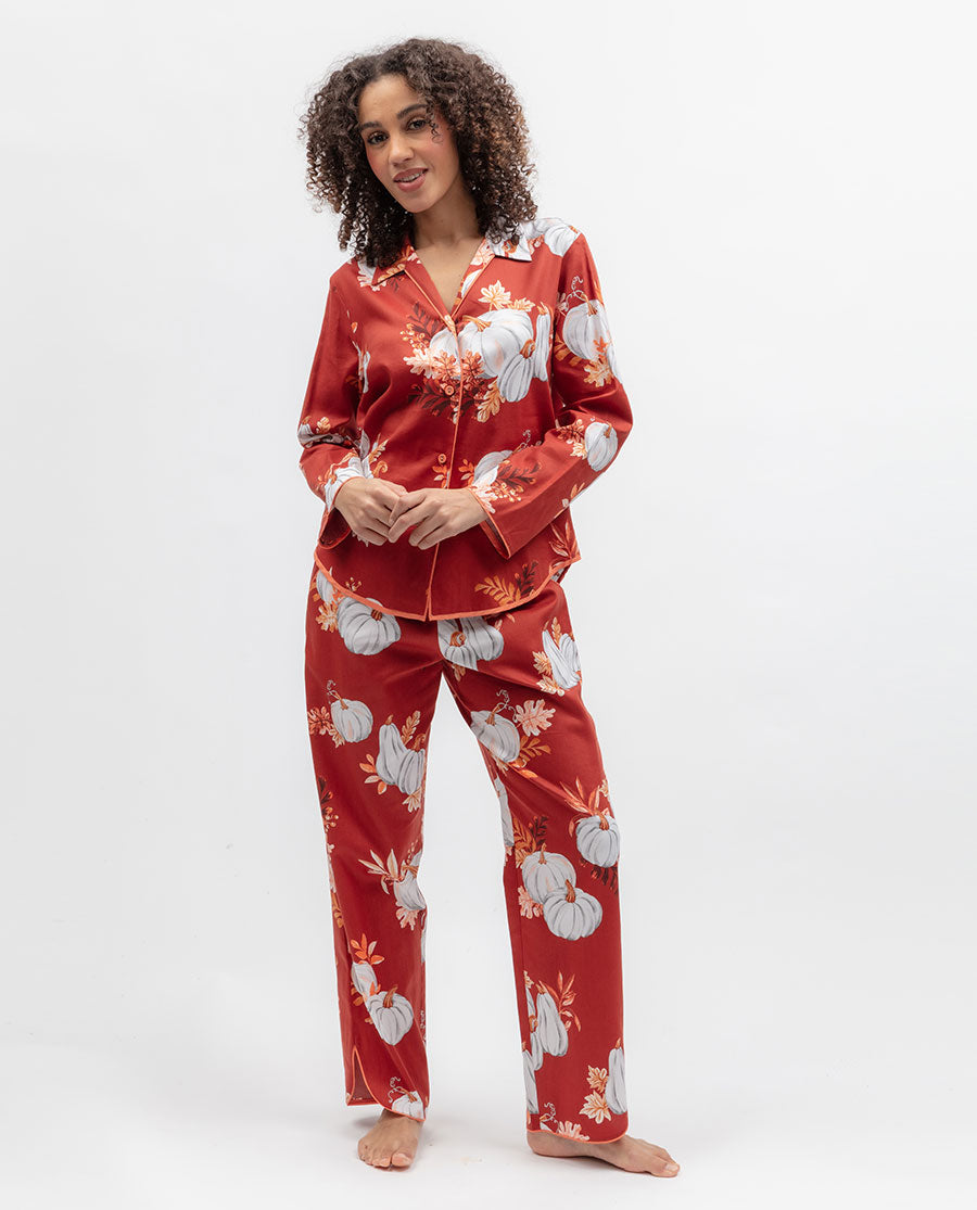 Pumpkin Spice Womens Pumpkin Print New Pyjama Set
