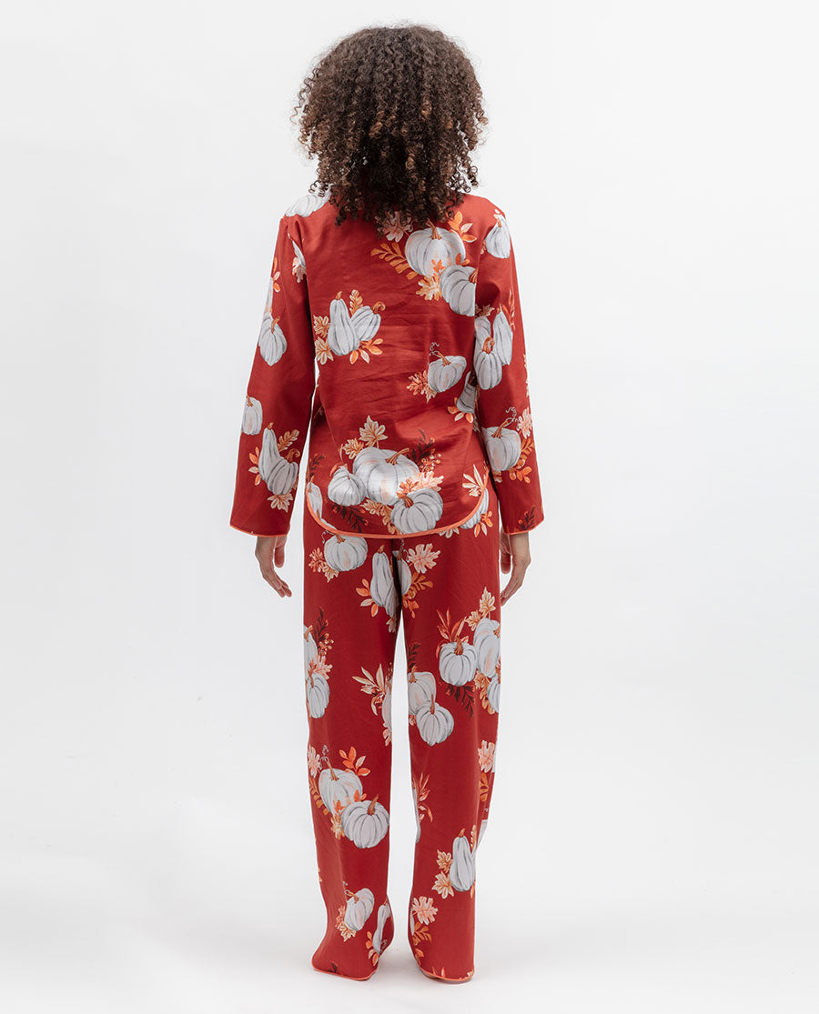 Womens Pumpkin Print Pyjama Set