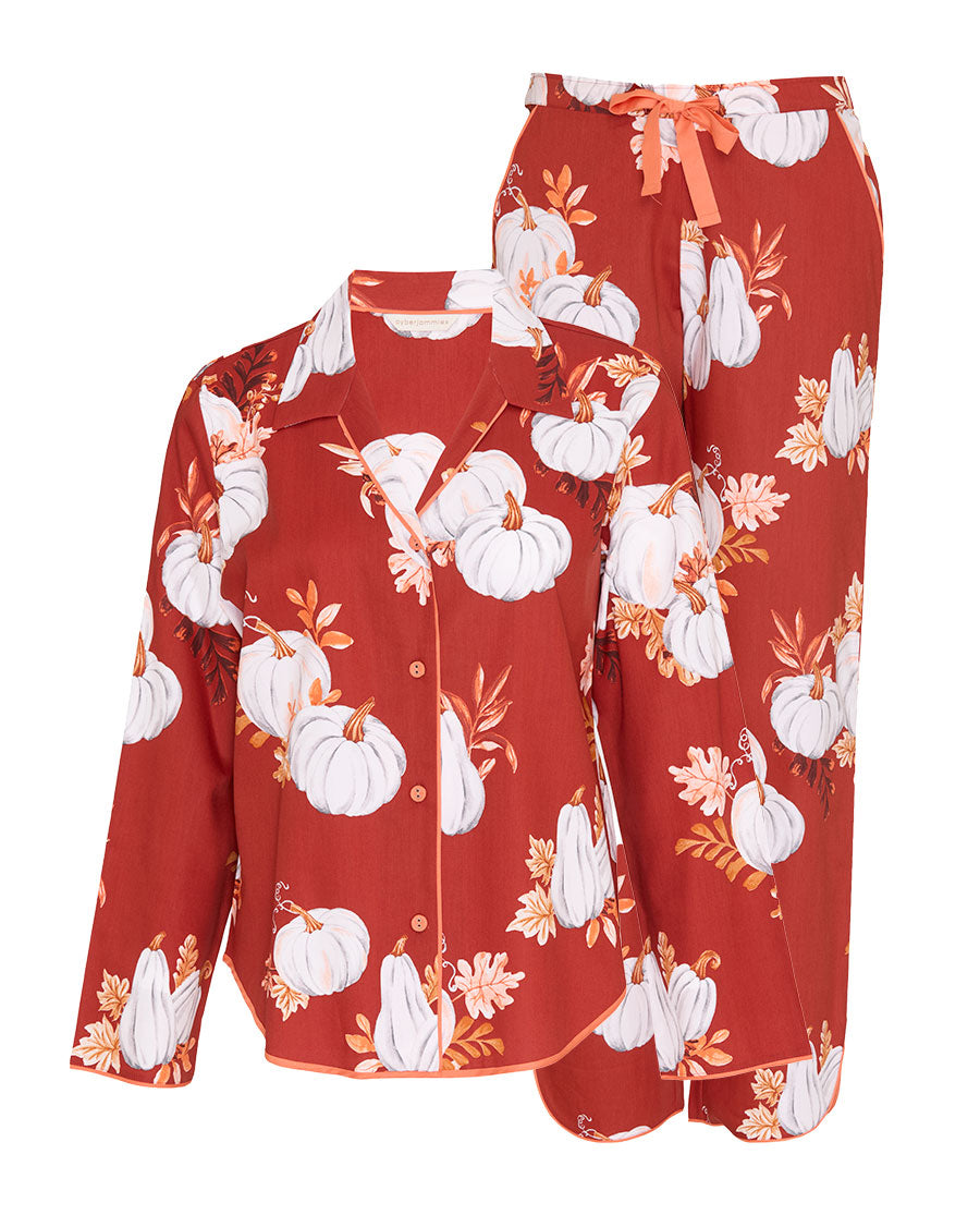 Womens Pumpkin Print Pyjama Set