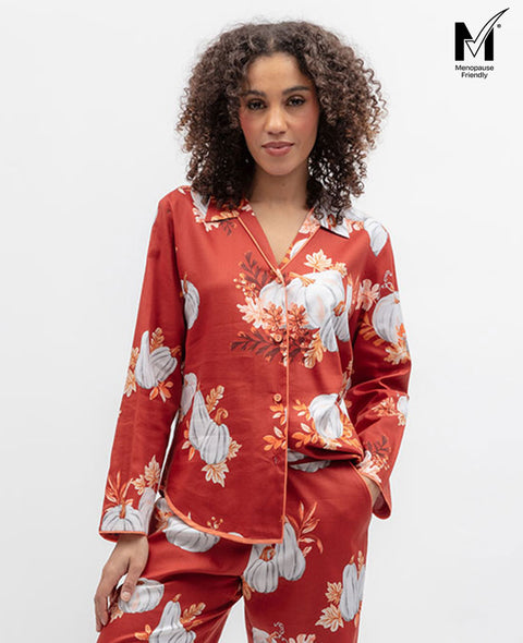 Pumpkin Spice Womens Pumpkin Print Pyjama Top