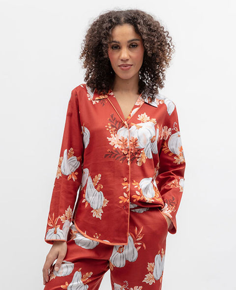 Pumpkin Spice Womens Pumpkin Print Pyjama Top
