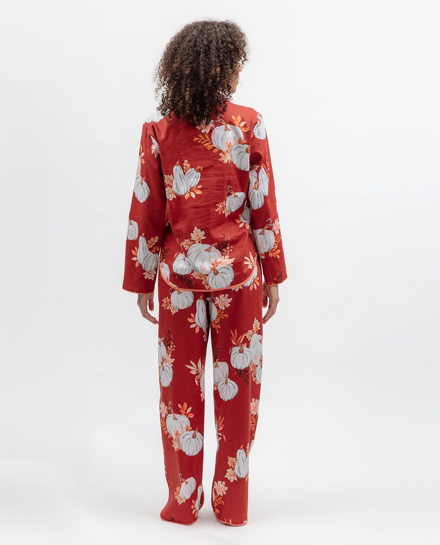 Womens Pumpkin Print Pyjama Top