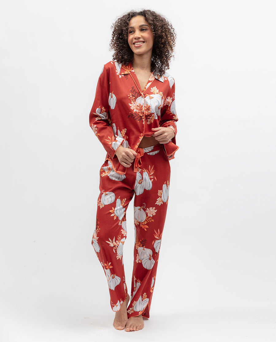 Womens Pumpkin Print Pyjama Bottoms