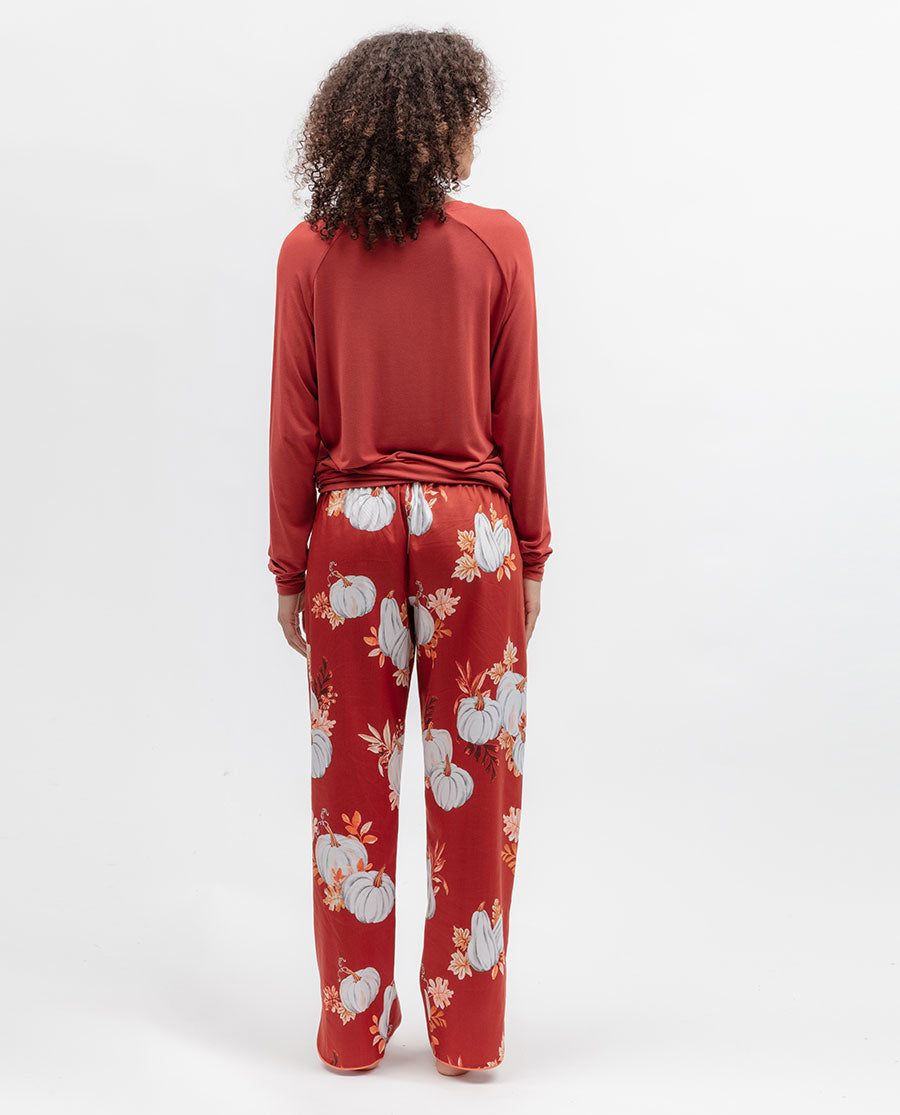 Womens Dark Orange Slouch Jersey Pyjama Top