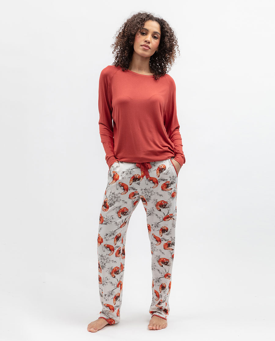 Womens Dark Orange Slouch Jersey Pyjama Top
