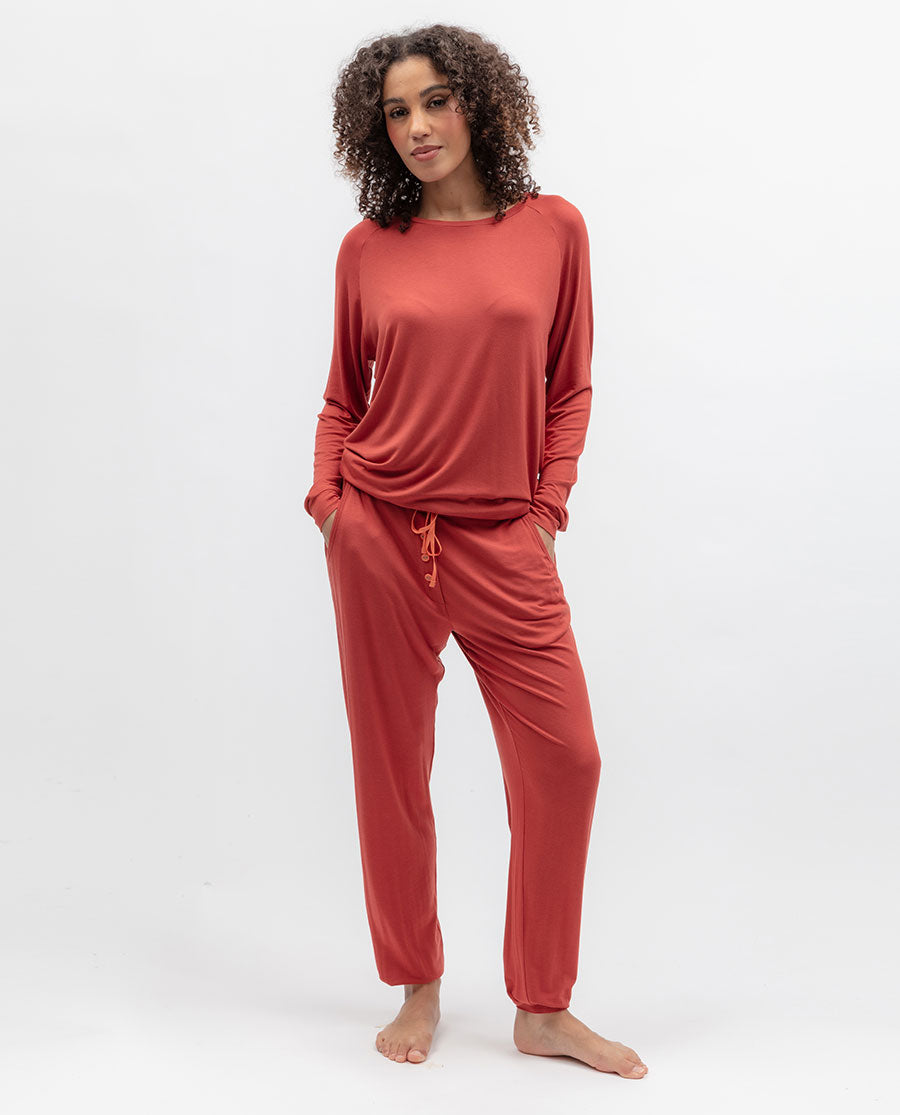 Womens Dark Orange Jersey Pyjama Bottoms