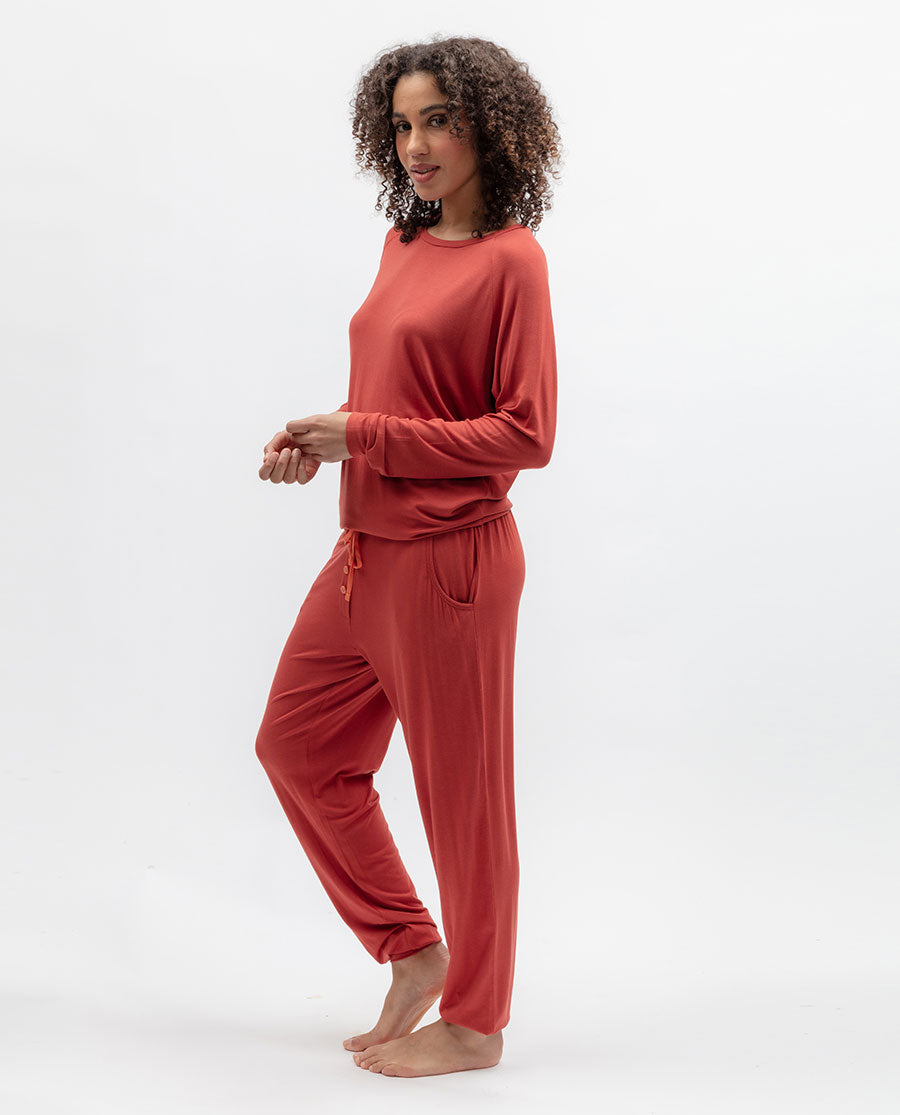Womens Dark Orange Jersey Pyjama Bottoms